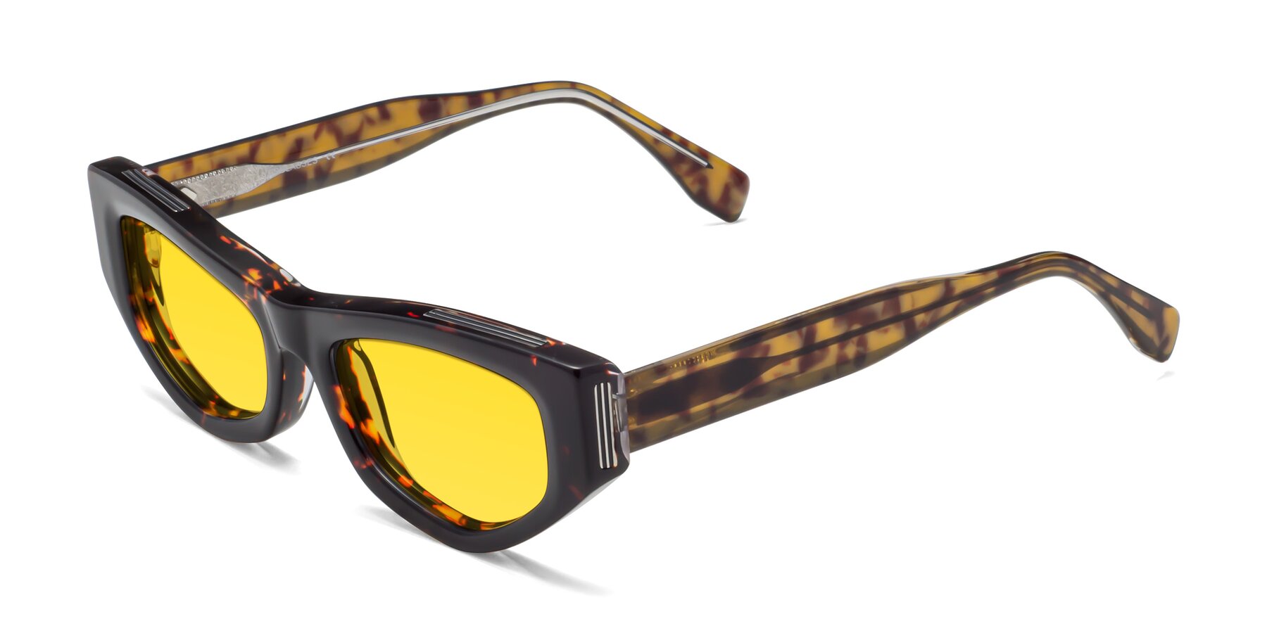 Angle of 1313 in Honey Tortoise with Yellow Tinted Lenses