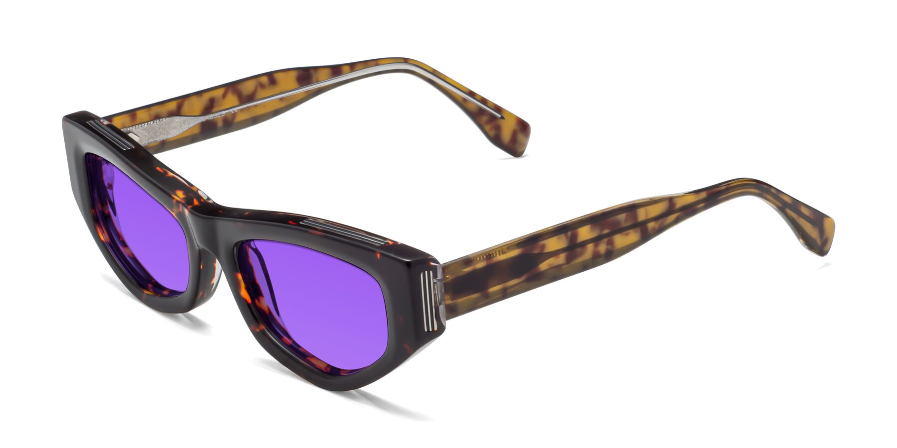 Angle of 1313 in Honey Tortoise with Purple Tinted Lenses