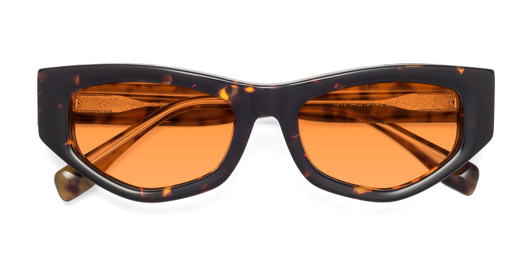 Folded Front of 1313 in Honey Tortoise with Orange Tinted Lenses
