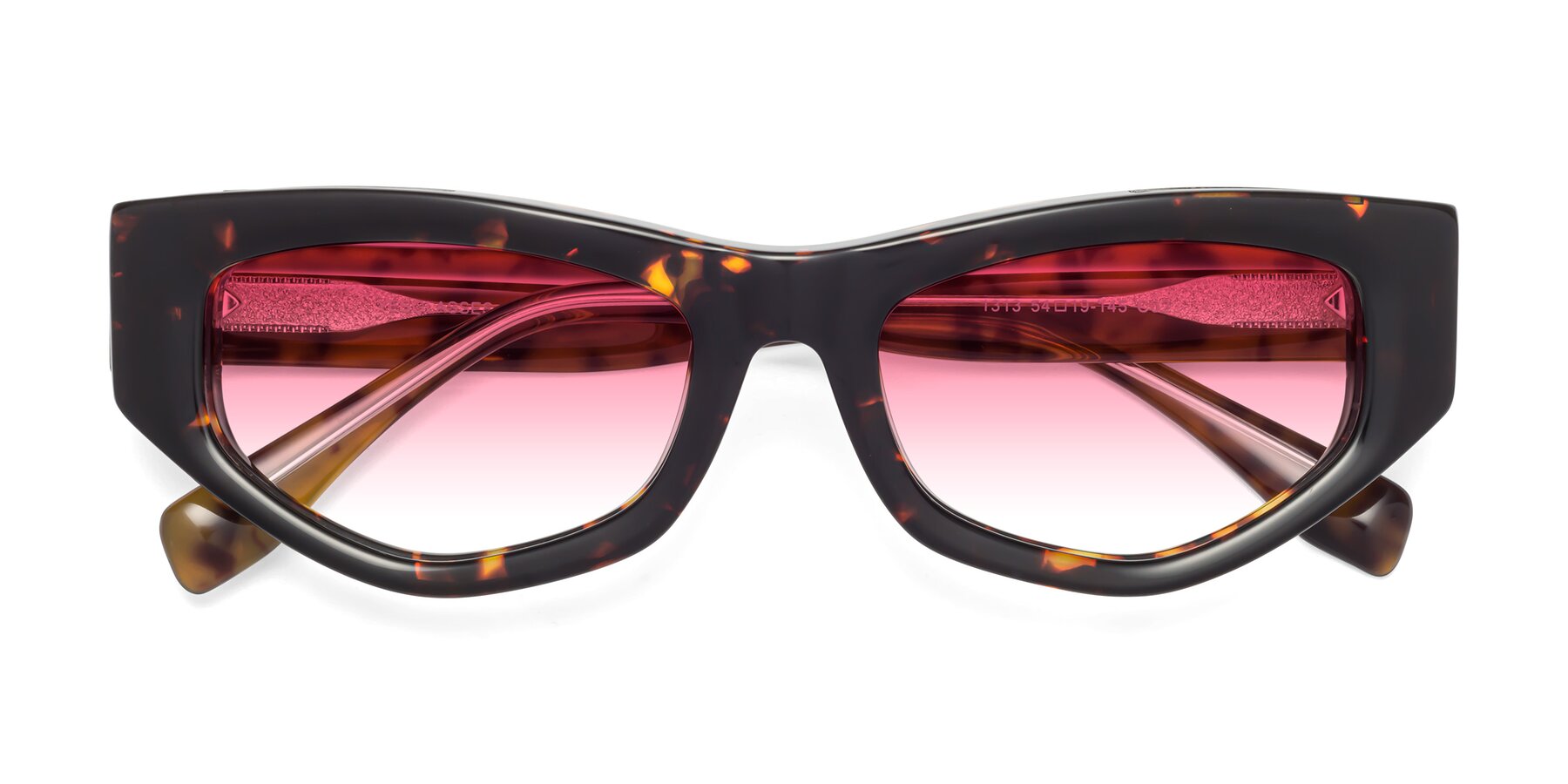 Folded Front of 1313 in Honey Tortoise with Pink Gradient Lenses