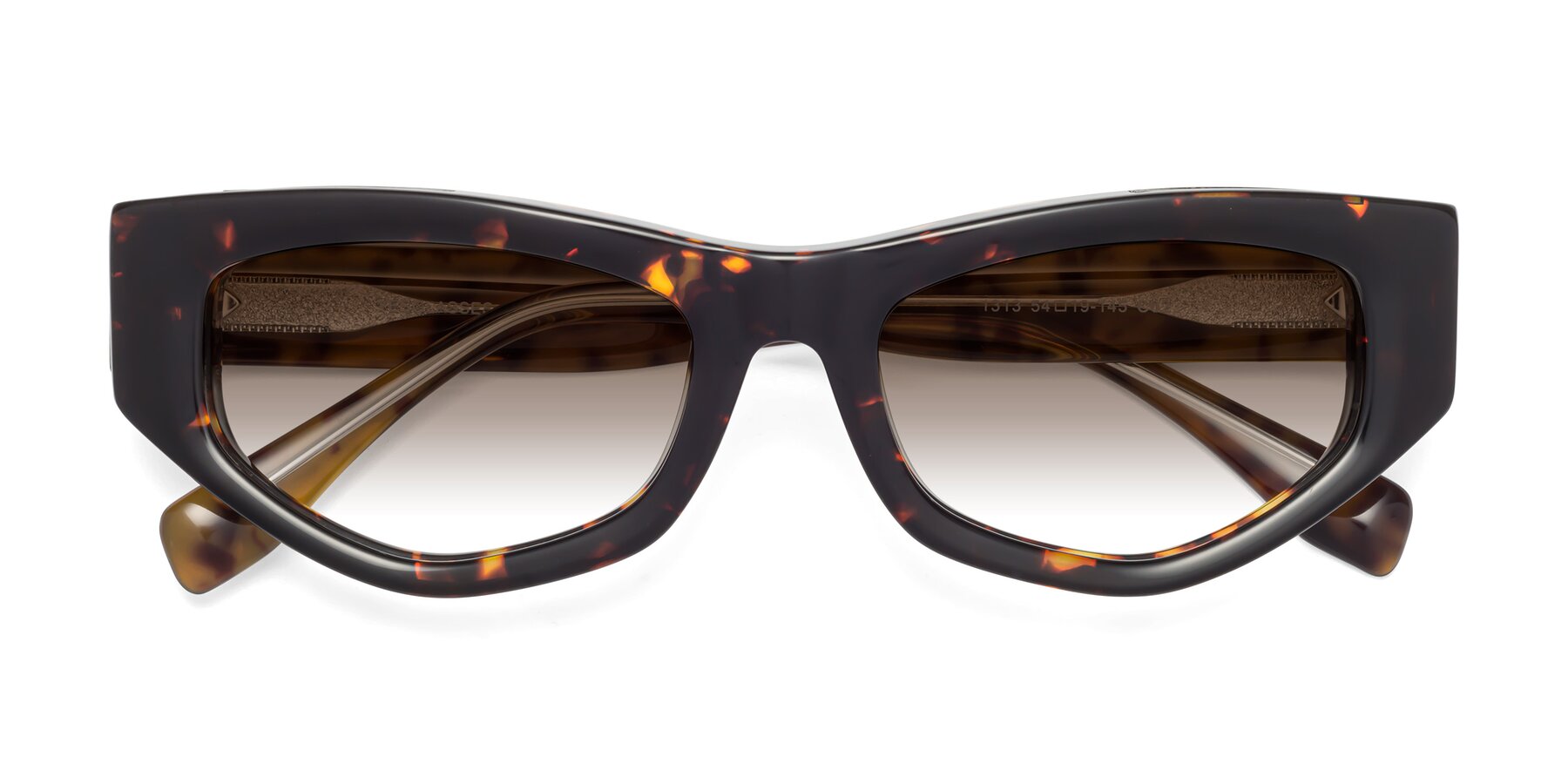 Folded Front of 1313 in Honey Tortoise with Brown Gradient Lenses