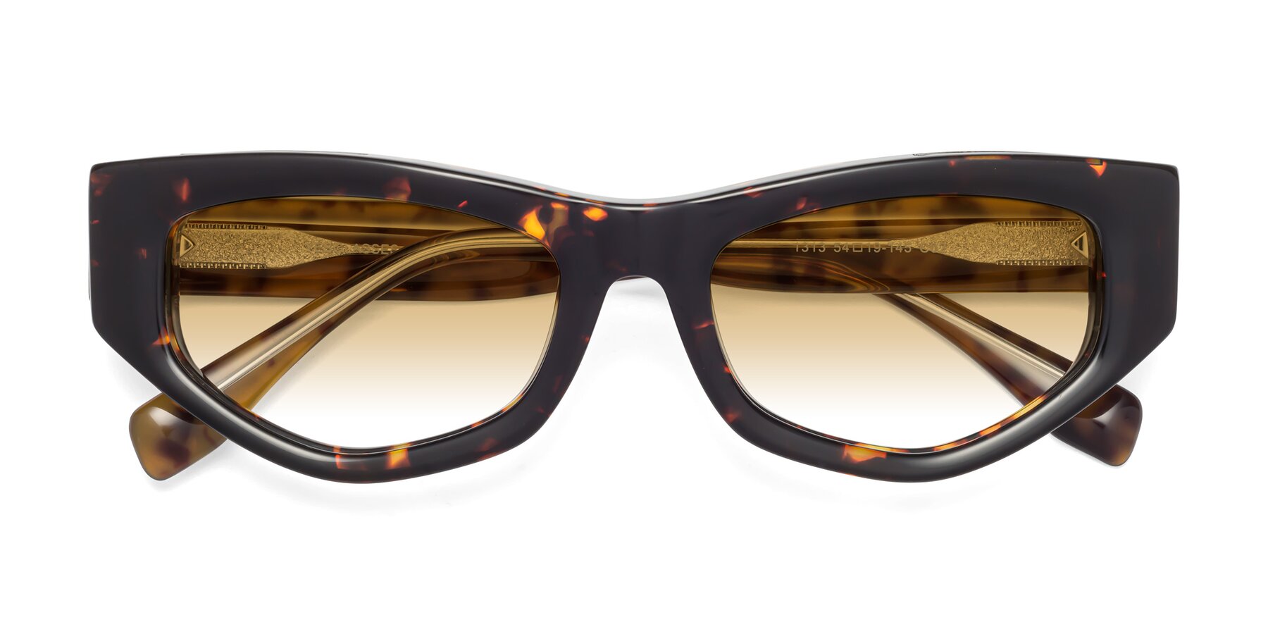 Folded Front of 1313 in Honey Tortoise with Champagne Gradient Lenses