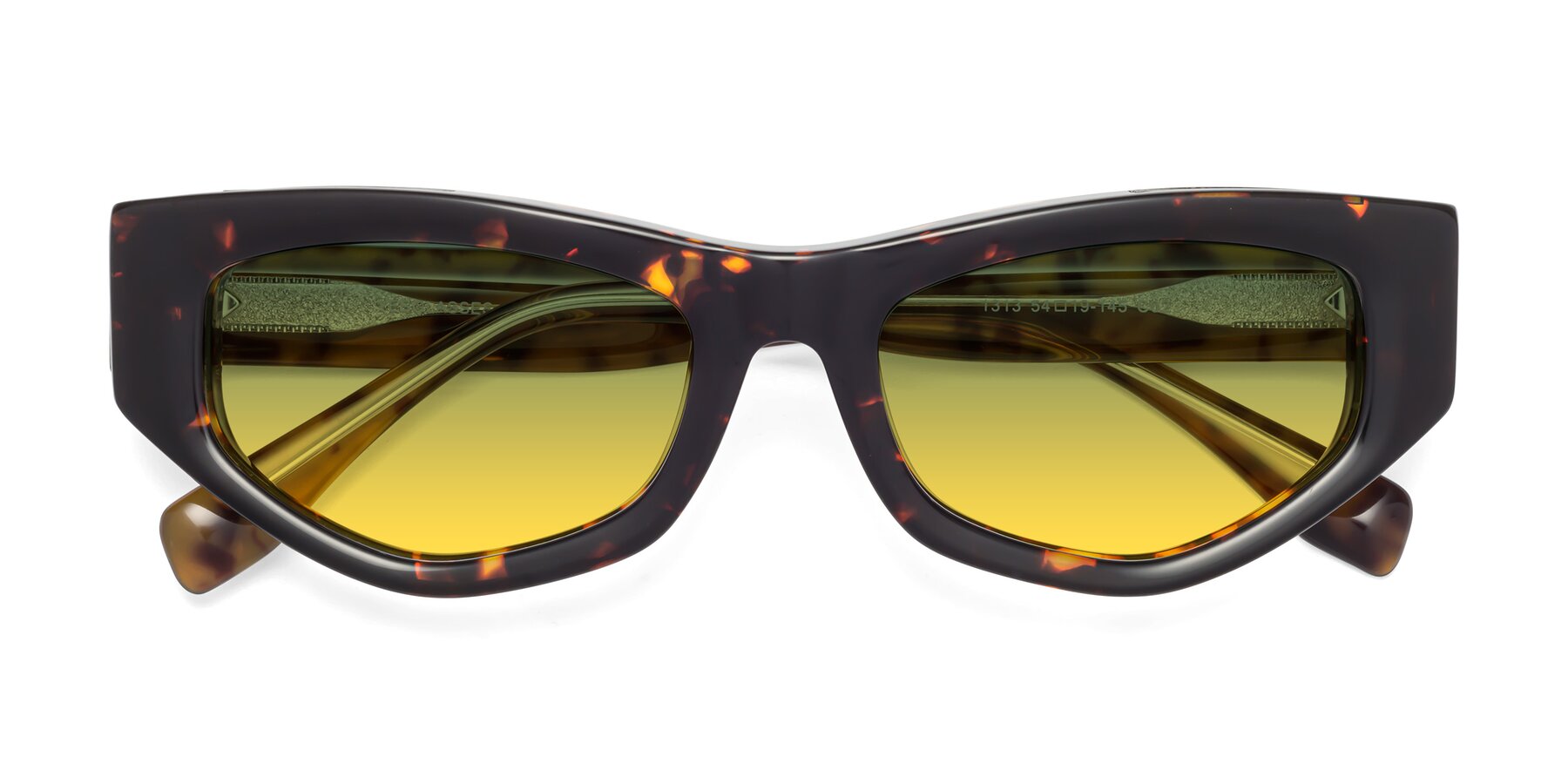 Folded Front of 1313 in Honey Tortoise with Green / Yellow Gradient Lenses