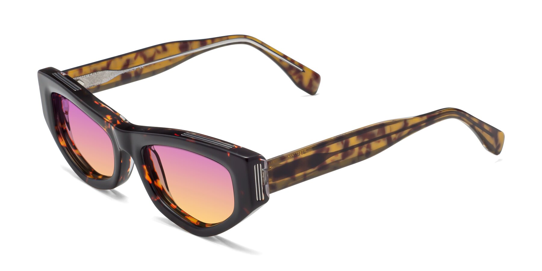 Angle of 1313 in Honey Tortoise with Purple / Yellow Gradient Lenses