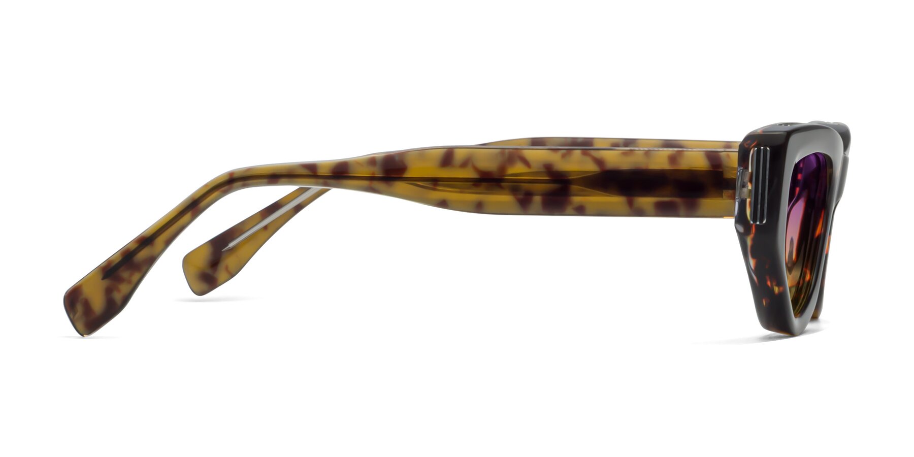 Side of 1313 in Honey Tortoise with Purple / Yellow Gradient Lenses