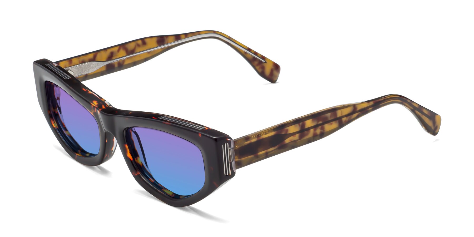 Angle of 1313 in Honey Tortoise with Purple / Blue Gradient Lenses