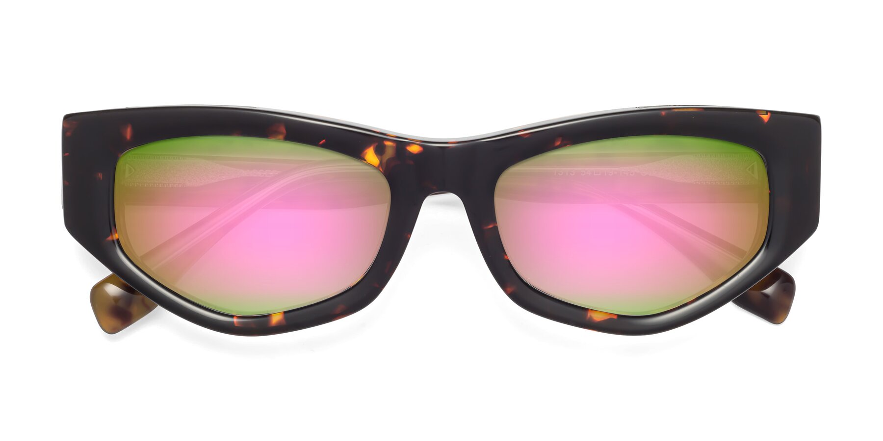Folded Front of 1313 in Honey Tortoise with Pink Mirrored Lenses