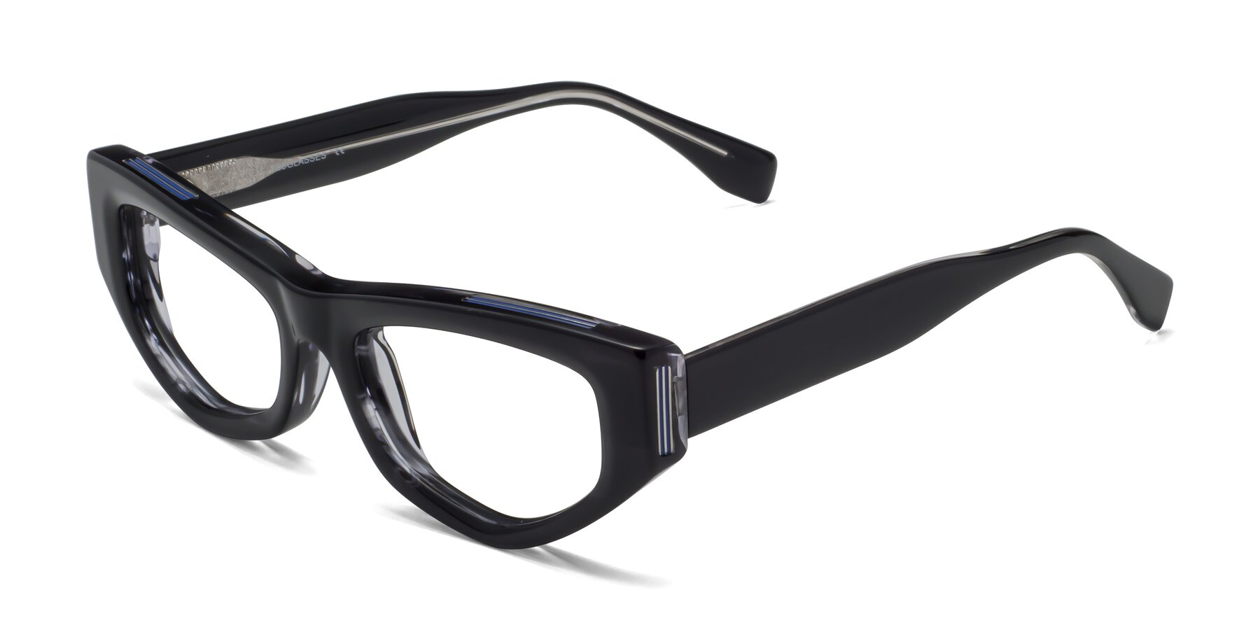 Angle of 1313 in Black with Clear Reading Eyeglass Lenses