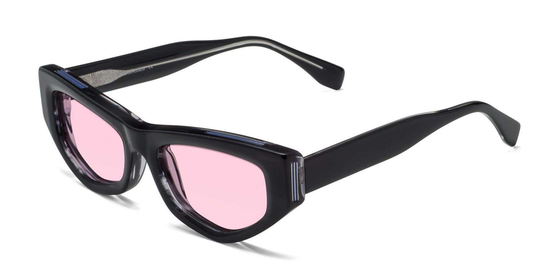 Angle of 1313 in Black with Light Pink Tinted Lenses