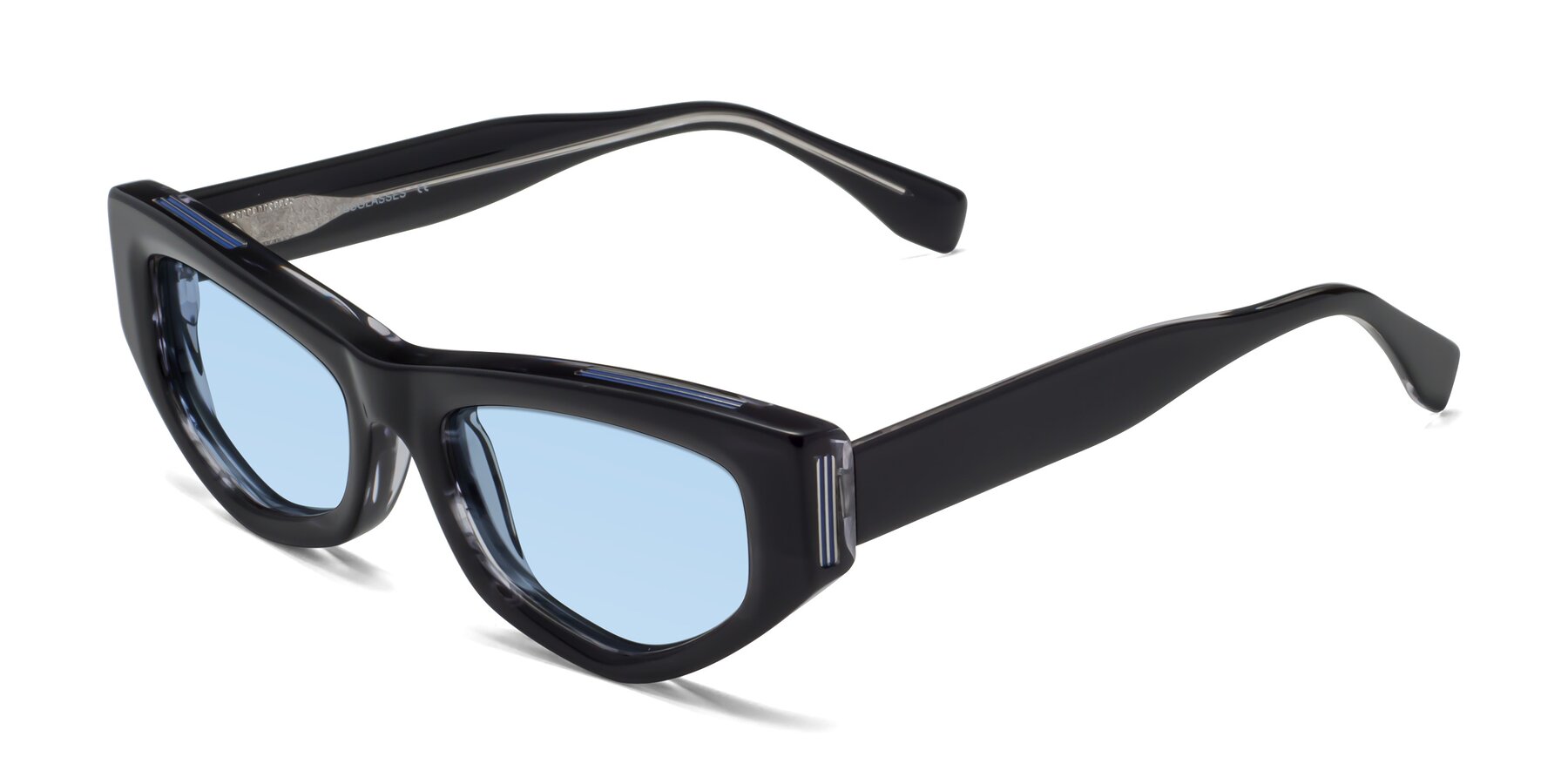 Angle of 1313 in Black with Light Blue Tinted Lenses