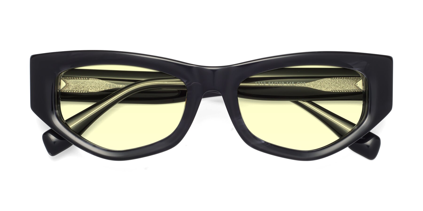 Folded Front of 1313 in Black with Light Yellow Tinted Lenses