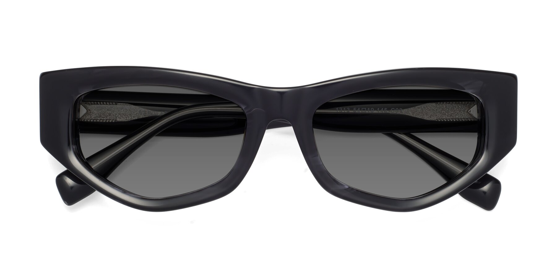 Folded Front of 1313 in Black with Medium Gray Tinted Lenses