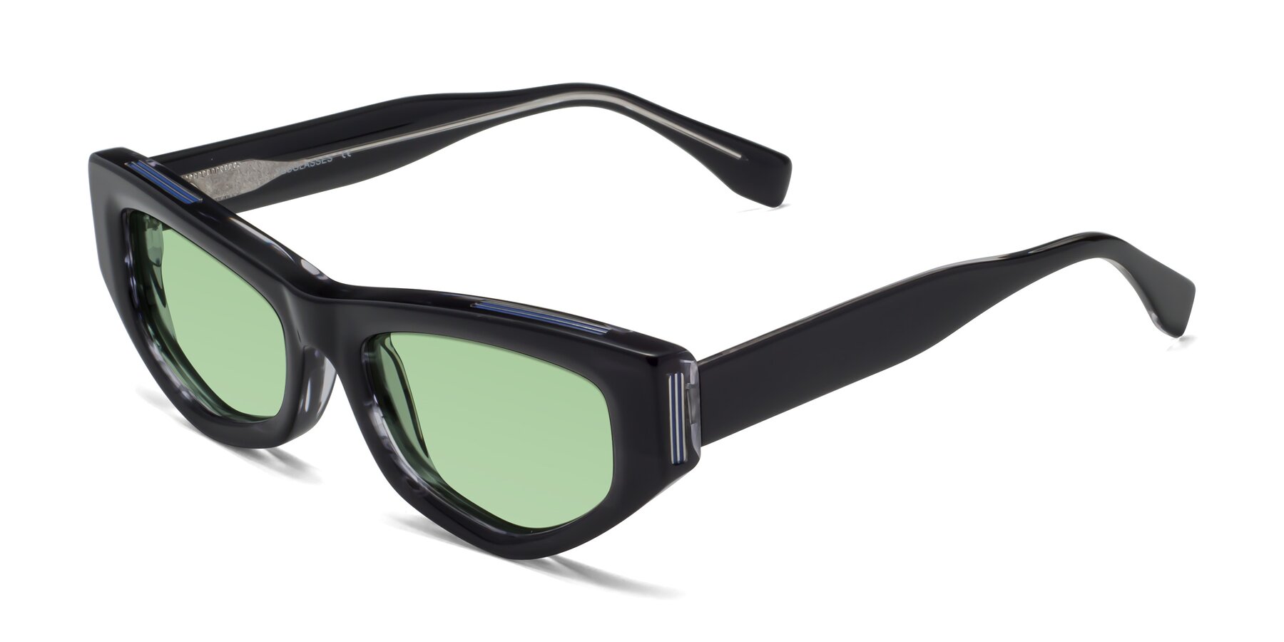 Angle of 1313 in Black with Medium Green Tinted Lenses