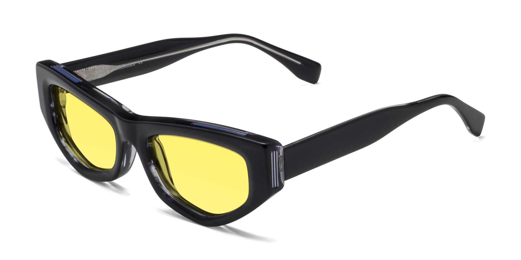 Angle of 1313 in Black with Medium Yellow Tinted Lenses