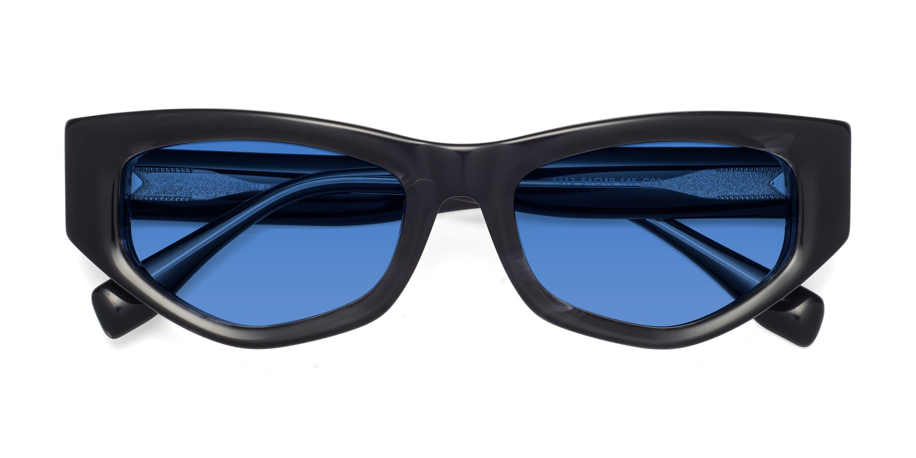 Folded Front of 1313 in Black with Blue Tinted Lenses