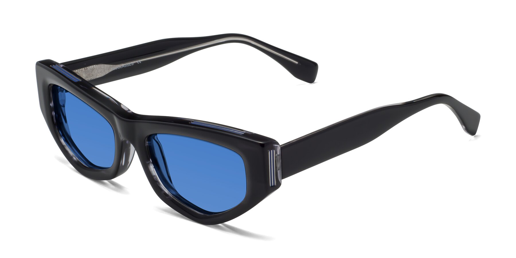 Angle of 1313 in Black with Blue Tinted Lenses