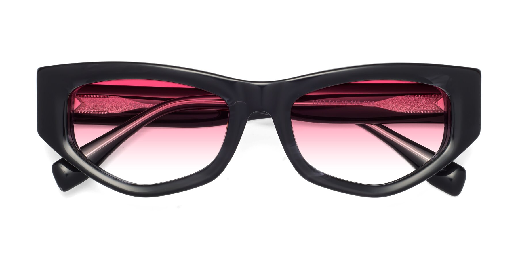 Folded Front of 1313 in Black with Pink Gradient Lenses