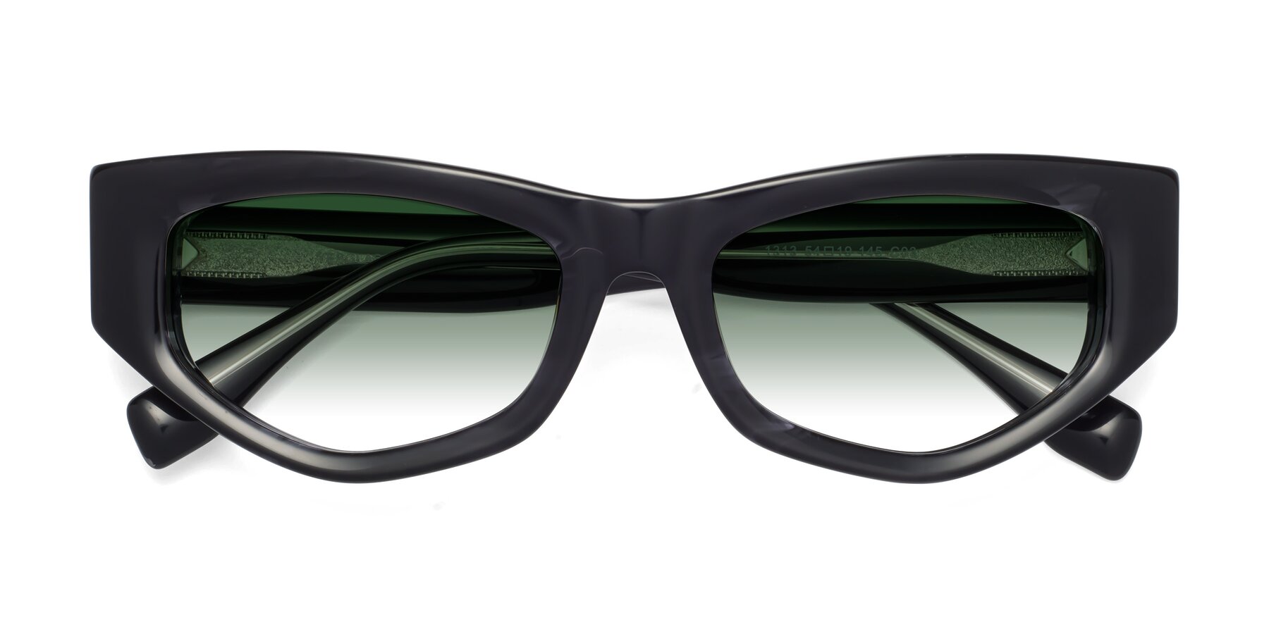 Folded Front of 1313 in Black with Green Gradient Lenses