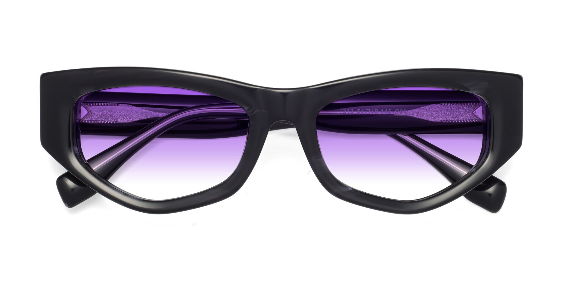 Folded Front of 1313 in Black with Purple Gradient Lenses