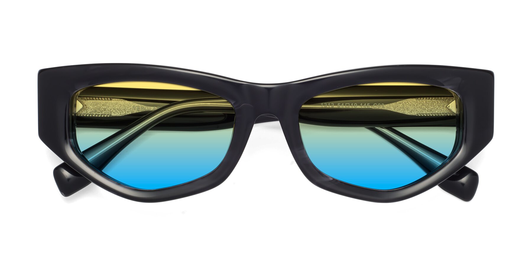 Folded Front of 1313 in Black with Yellow / Blue Gradient Lenses
