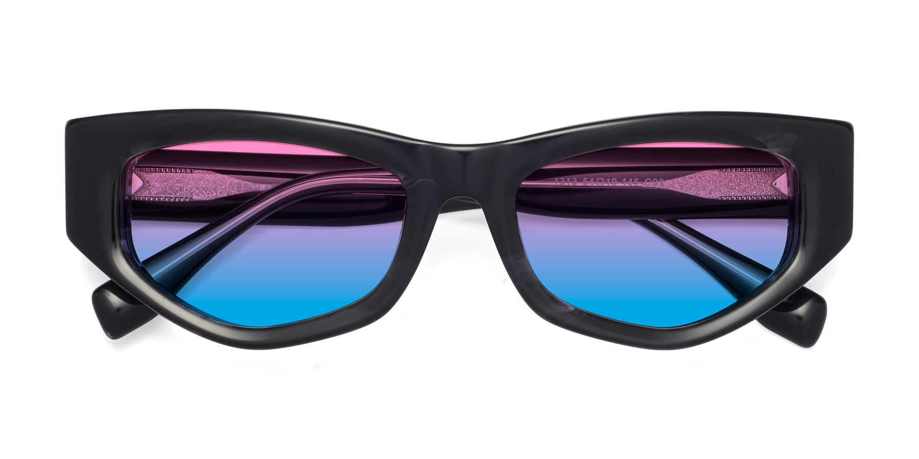 Folded Front of 1313 in Black with Pink / Blue Gradient Lenses