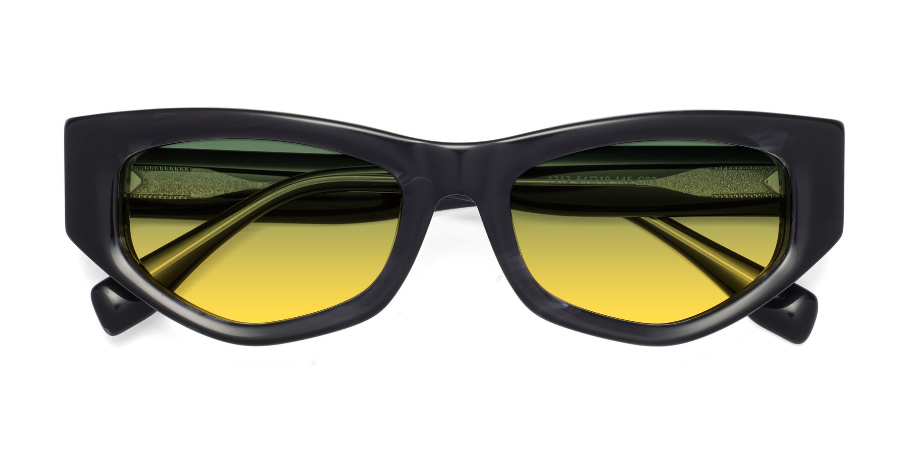 Folded Front of 1313 in Black with Green / Yellow Gradient Lenses