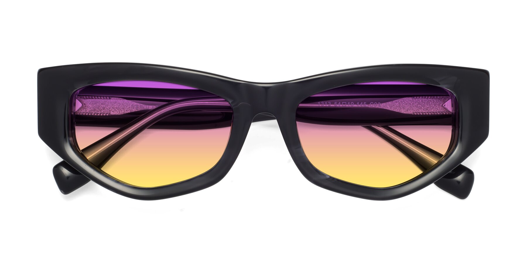 Folded Front of 1313 in Black with Purple / Yellow Gradient Lenses