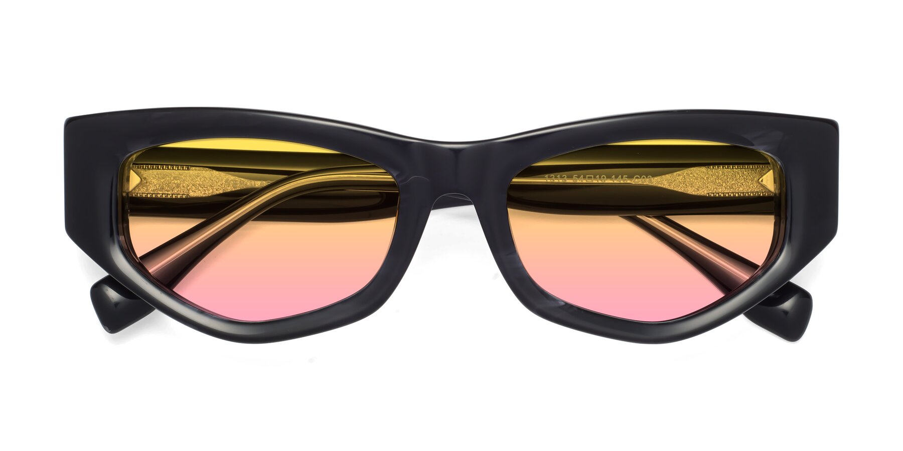 Folded Front of 1313 in Black with Yellow / Pink Gradient Lenses