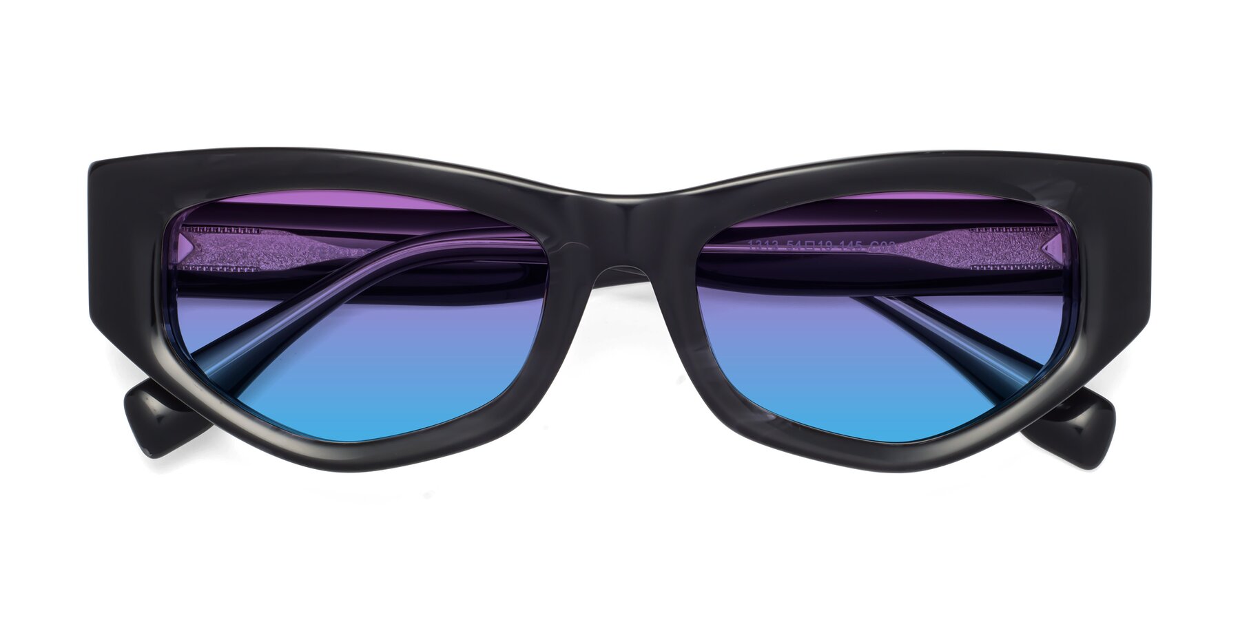 Folded Front of 1313 in Black with Purple / Blue Gradient Lenses