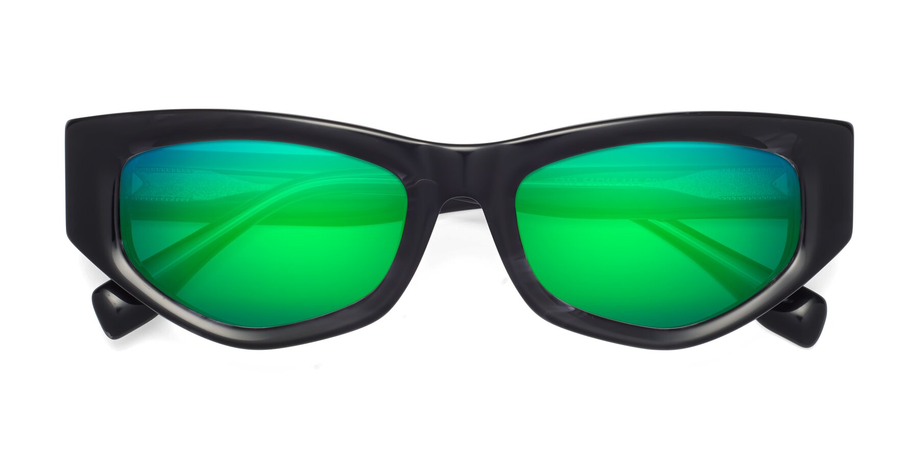Folded Front of 1313 in Black with Green Mirrored Lenses