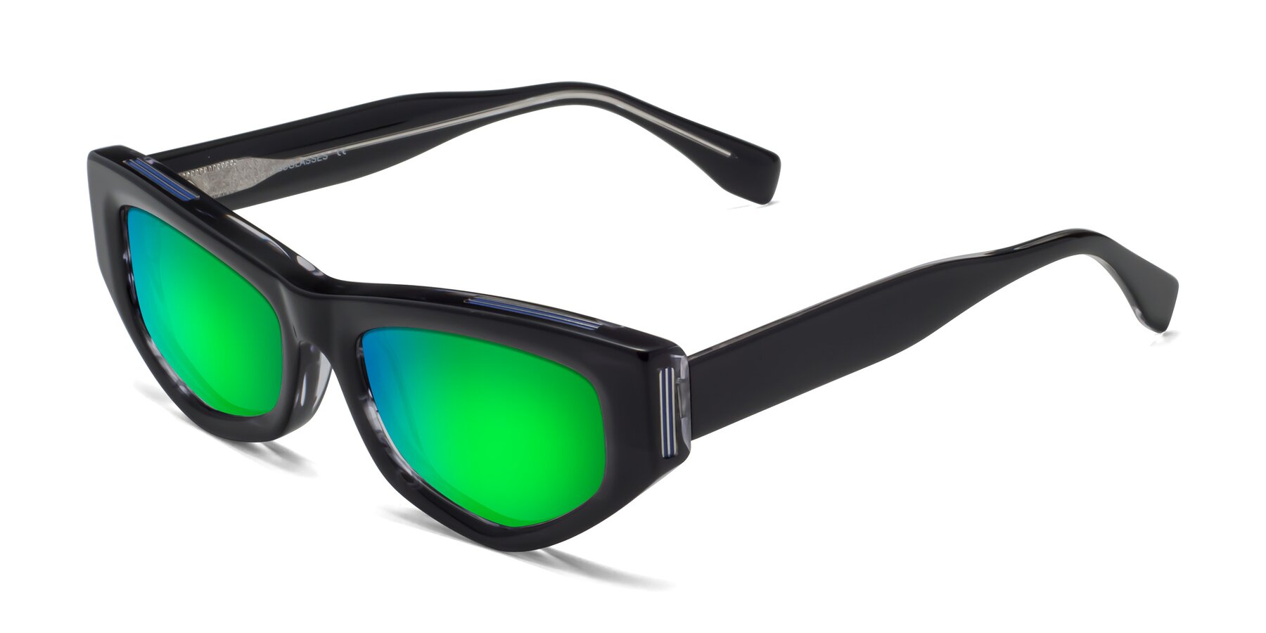 Angle of 1313 in Black with Green Mirrored Lenses