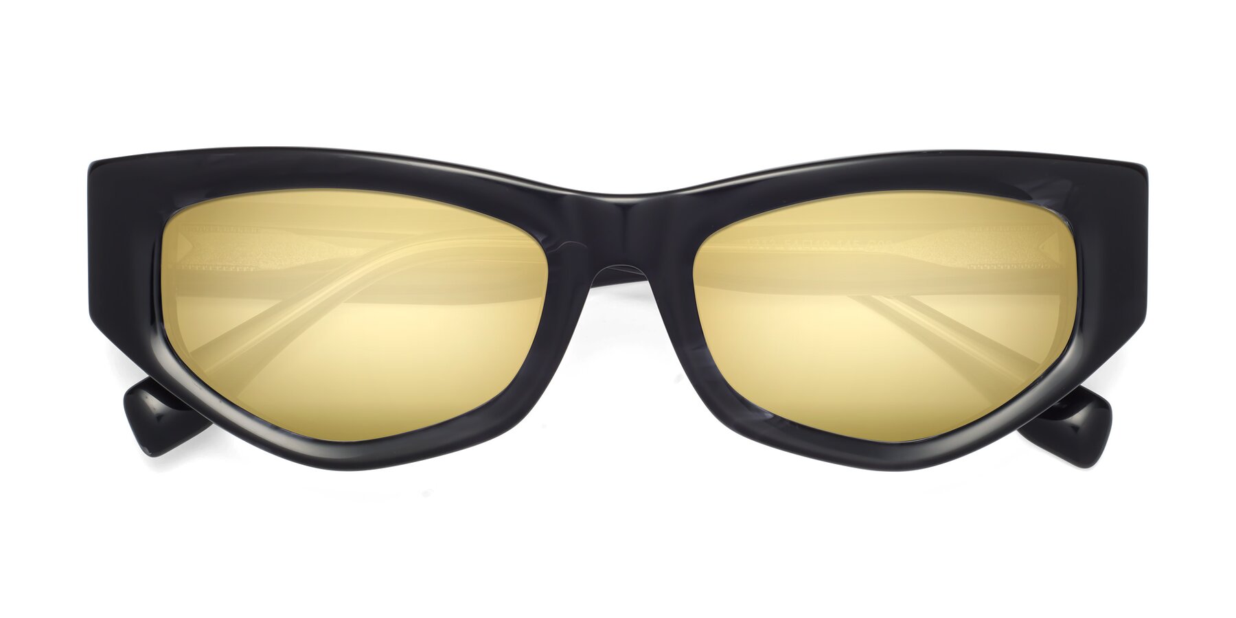 Folded Front of 1313 in Black with Gold Mirrored Lenses