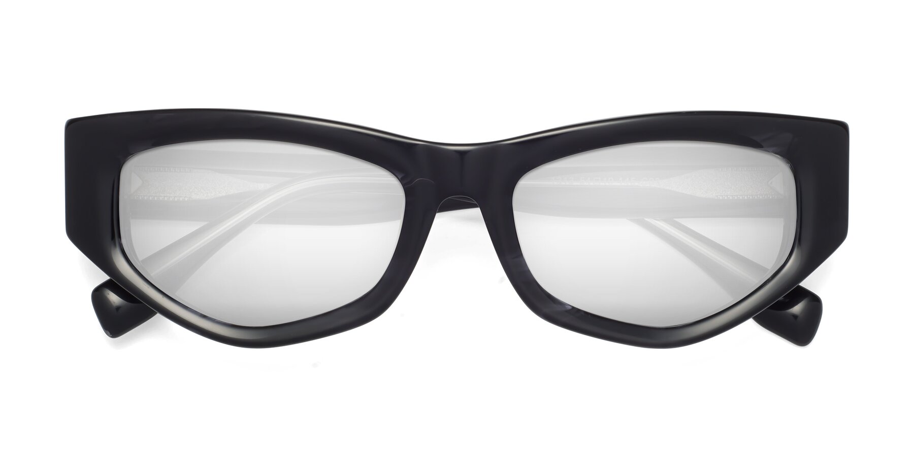 Folded Front of 1313 in Black with Silver Mirrored Lenses