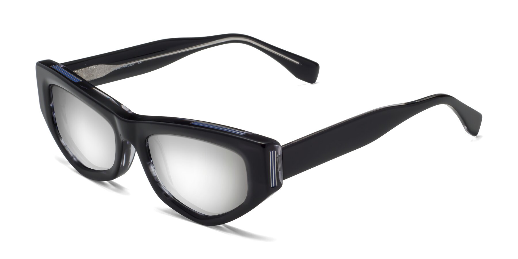 Angle of 1313 in Black with Silver Mirrored Lenses