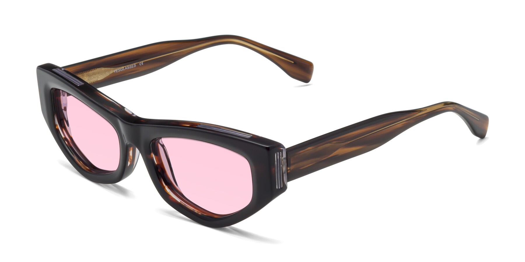 Angle of 1313 in Brown with Light Pink Tinted Lenses