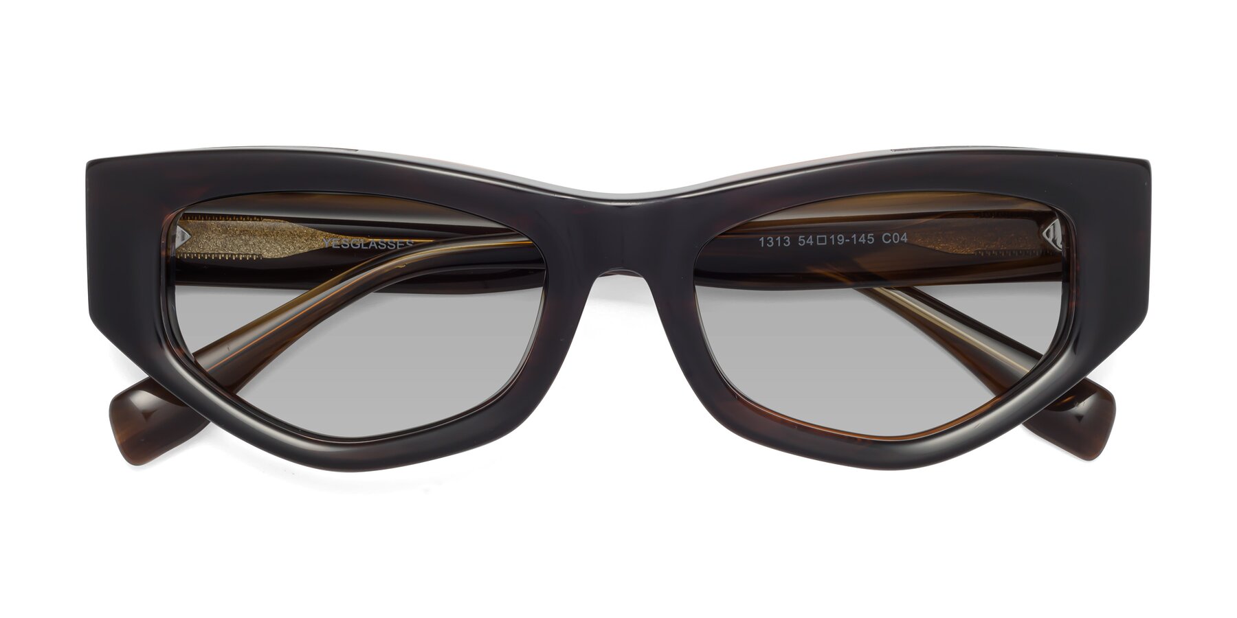 Folded Front of 1313 in Brown with Light Gray Tinted Lenses