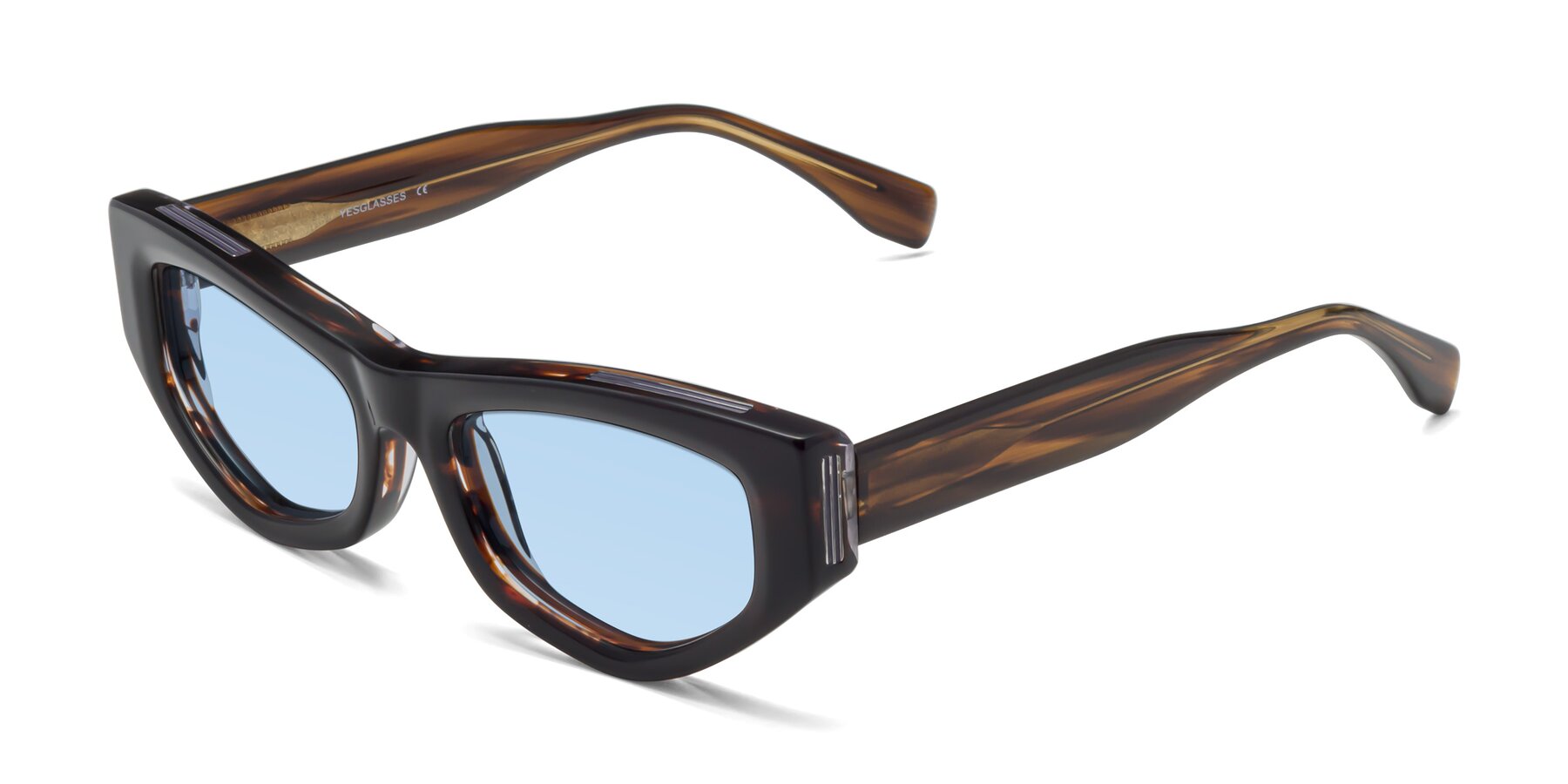 Angle of 1313 in Brown with Light Blue Tinted Lenses