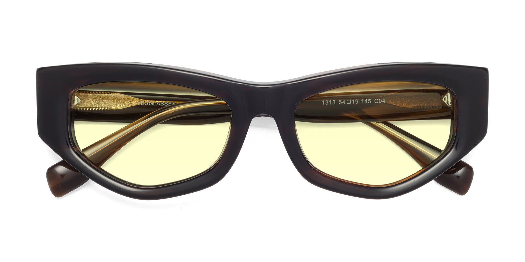Folded Front of 1313 in Brown with Light Yellow Tinted Lenses