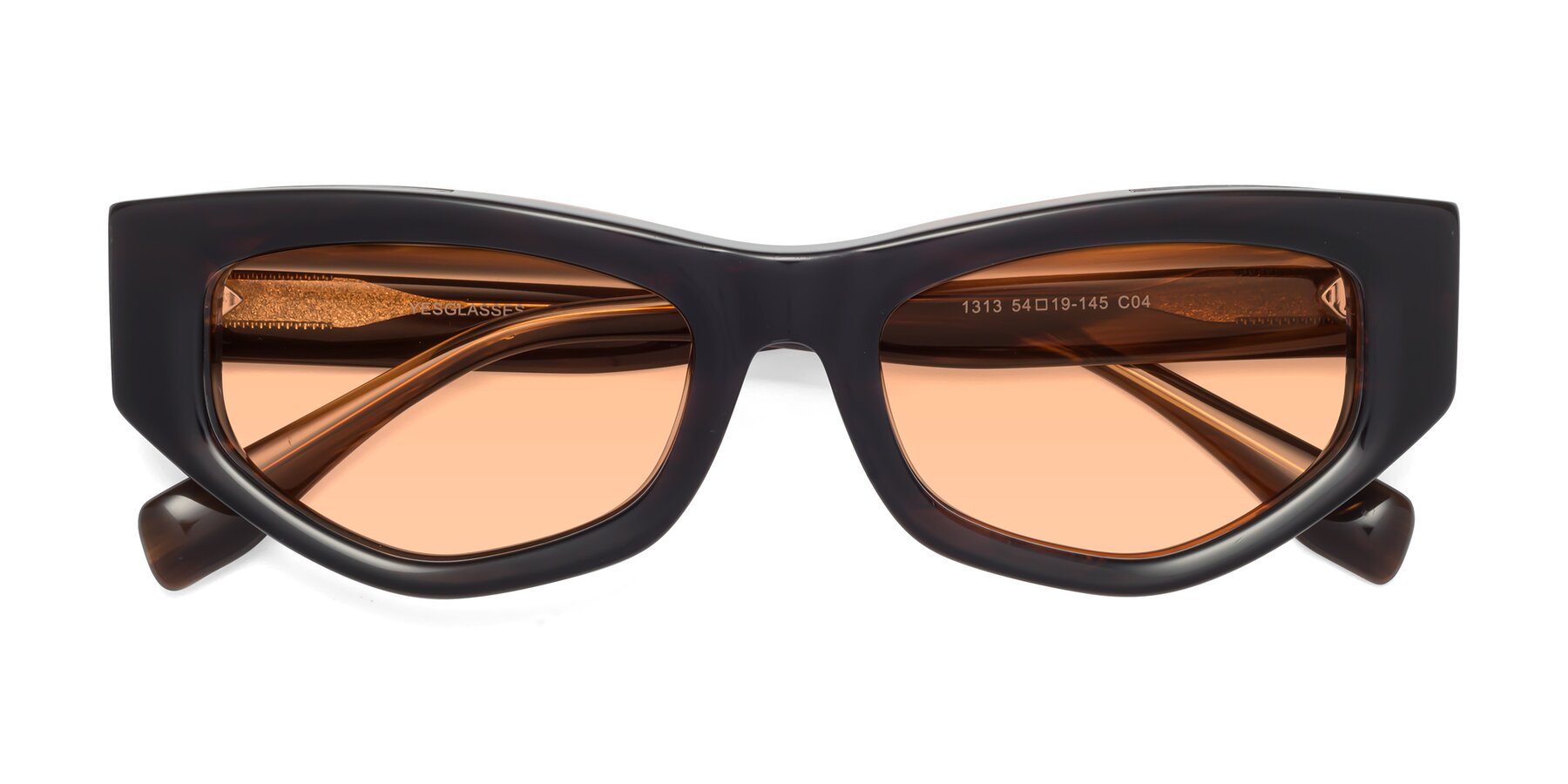 Folded Front of 1313 in Brown with Light Orange Tinted Lenses