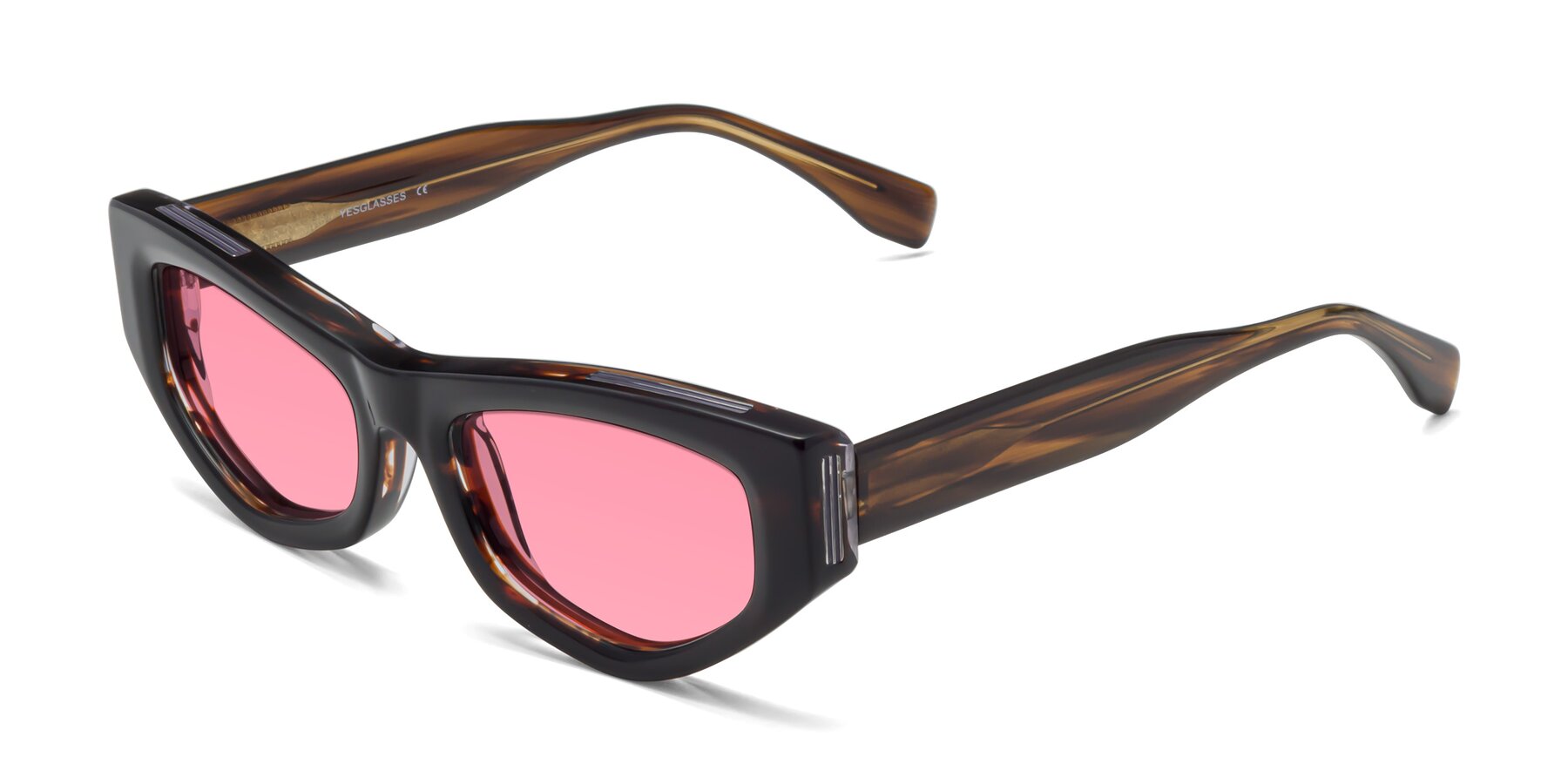Angle of 1313 in Brown with Pink Tinted Lenses