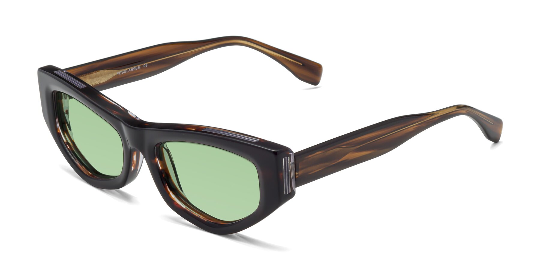 Angle of 1313 in Brown with Medium Green Tinted Lenses