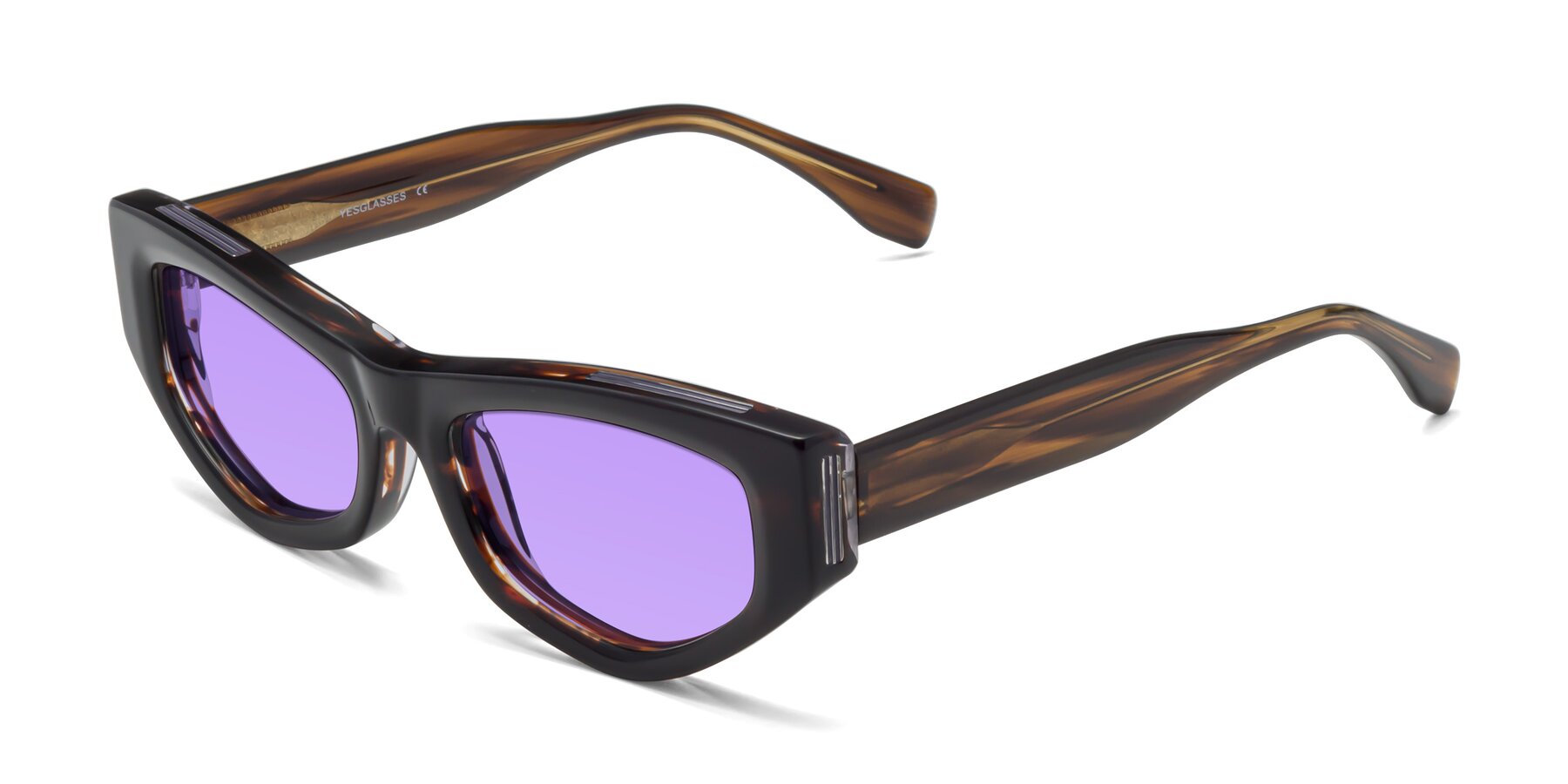 Angle of 1313 in Brown with Medium Purple Tinted Lenses