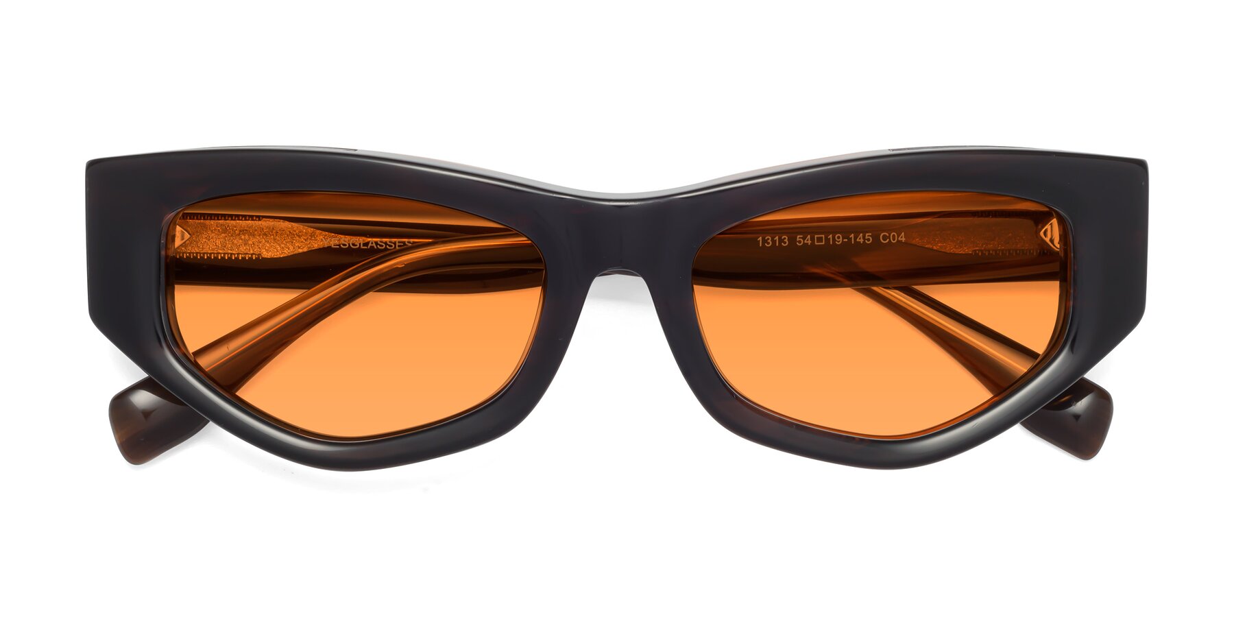 Folded Front of 1313 in Brown with Orange Tinted Lenses