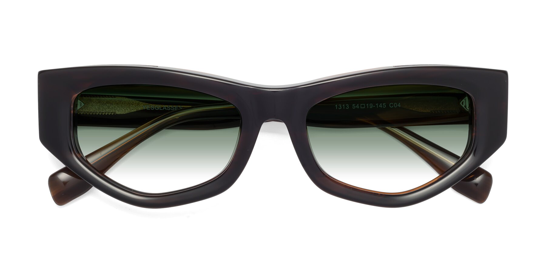 Folded Front of 1313 in Brown with Green Gradient Lenses