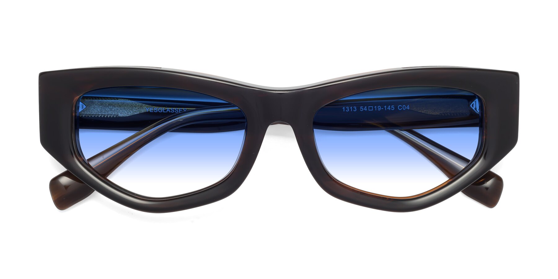 Folded Front of 1313 in Brown with Blue Gradient Lenses