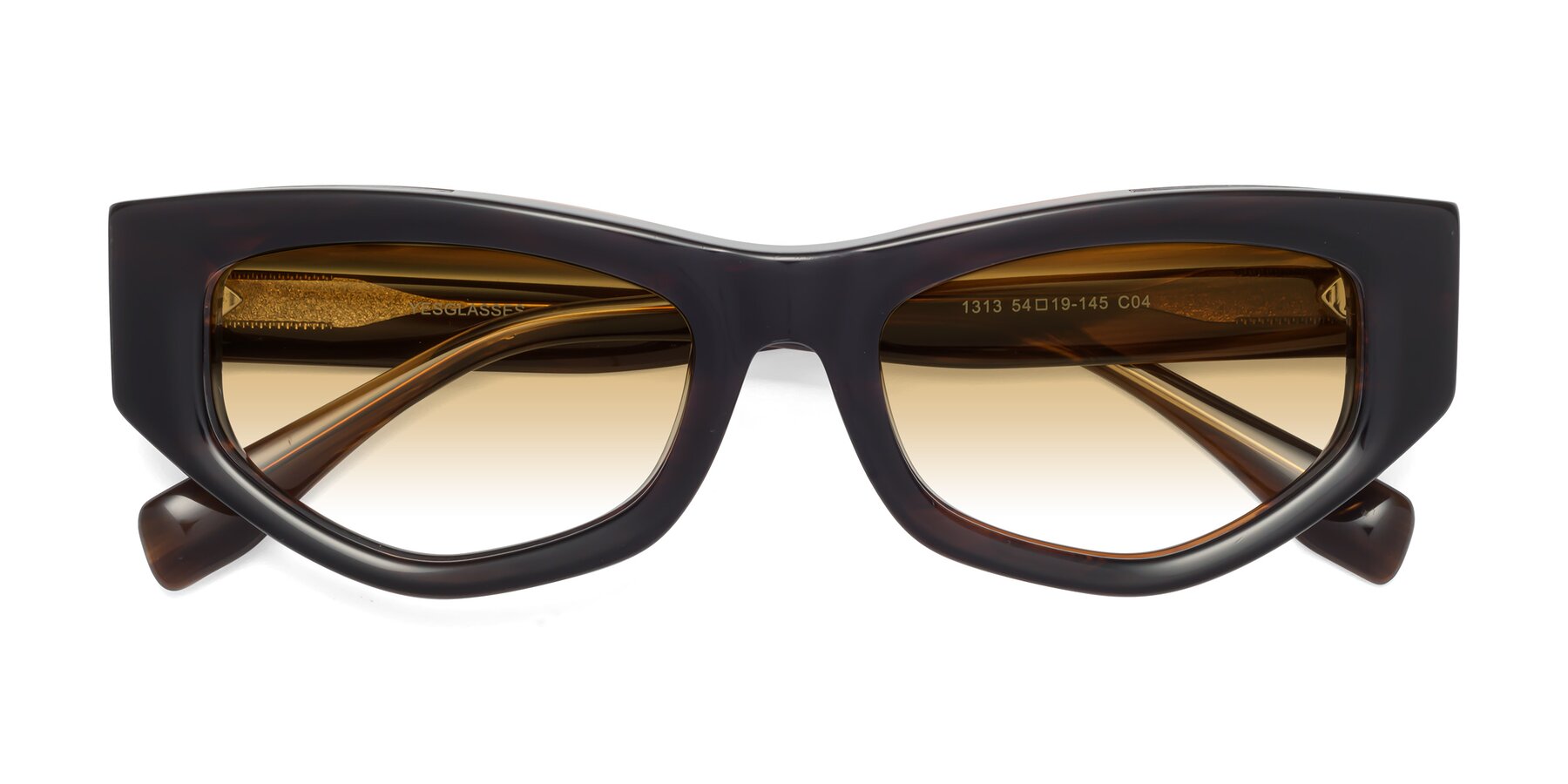 Folded Front of 1313 in Brown with Champagne Gradient Lenses