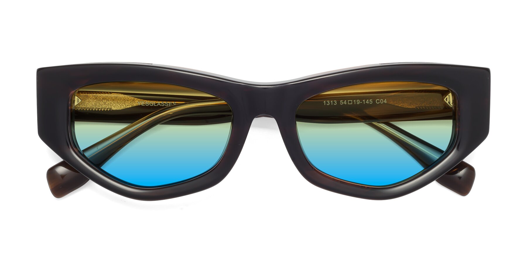 Folded Front of 1313 in Brown with Yellow / Blue Gradient Lenses