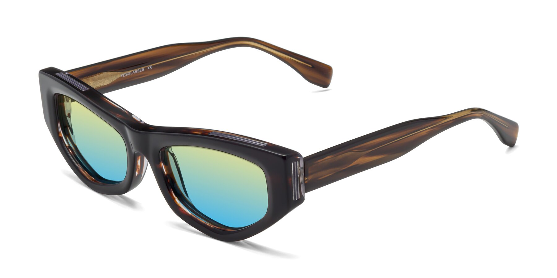 Angle of 1313 in Brown with Yellow / Blue Gradient Lenses