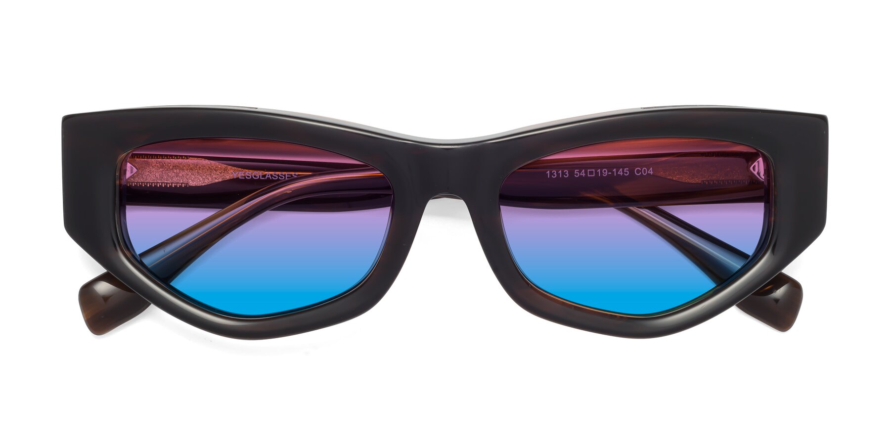Folded Front of 1313 in Brown with Pink / Blue Gradient Lenses