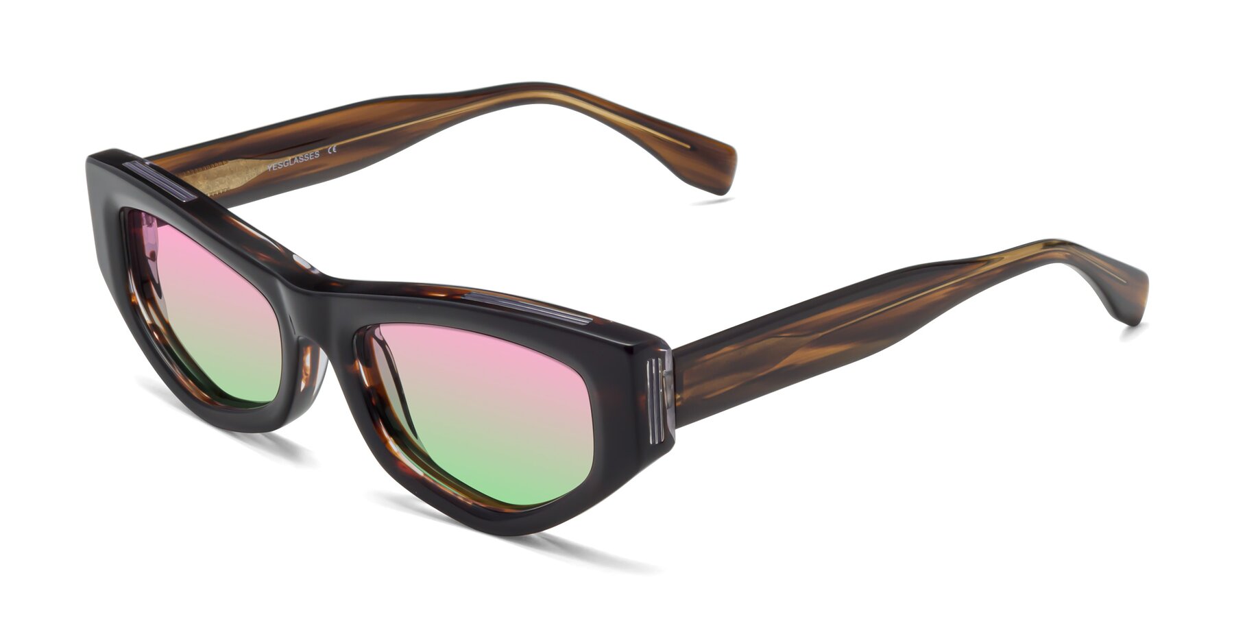 Angle of 1313 in Brown with Pink / Green Gradient Lenses